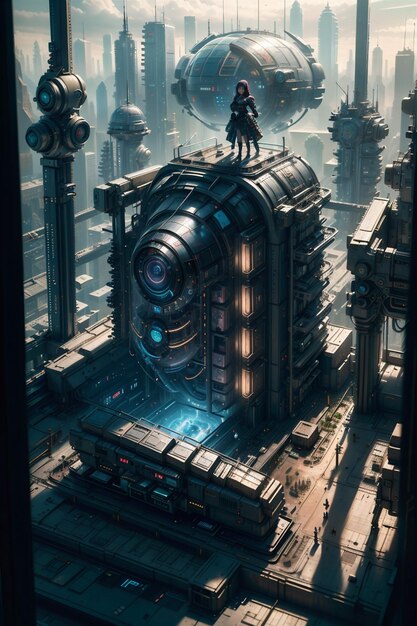 写真 エイリアン・プラネット 3d イラスト 宇宙の宇宙船 未来のエイリアン都市 3dレンダリング