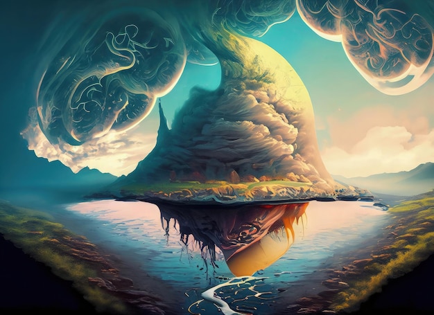 Fantasy alien planet 3D illustration