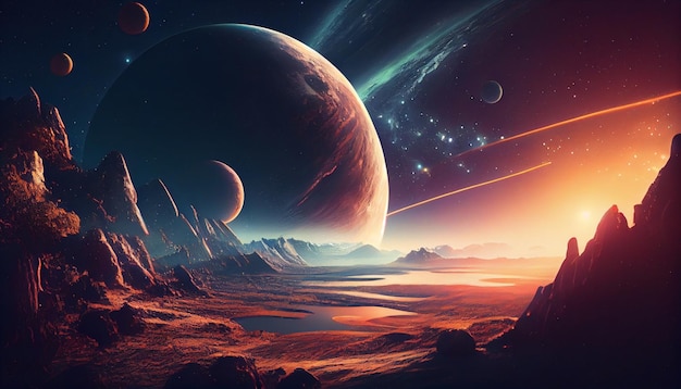 Photo fantasy alien planet generative ai