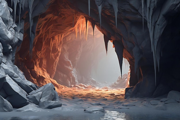 Fantasy alien planet Ice cave