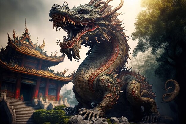 A fantasy ancient Chinese style theme dragon. AI Generated