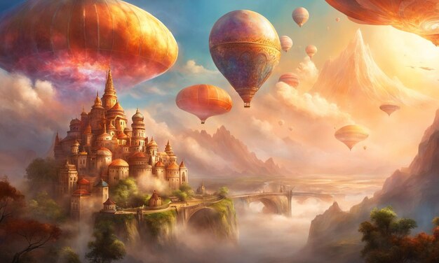 Fantasy Art of Floating civilization in the sky