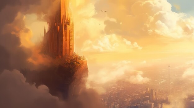 Fantasy art of the skyscrapper