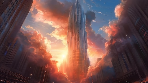 Photo fantasy art of the skyscrapper