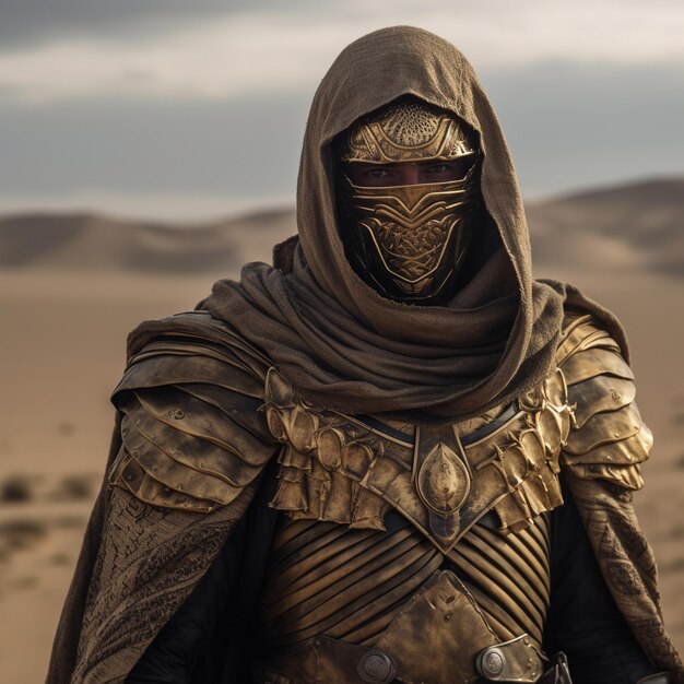 Fantasy Assassin Concept met Tempeliers en woestijnmode