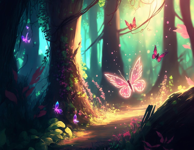 fantasy background butterflies