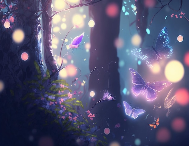 Photo fantasy background butterflies