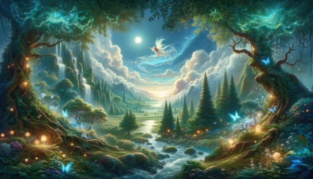 Fantasy background childrens fairy tale background magic background fairy tale world