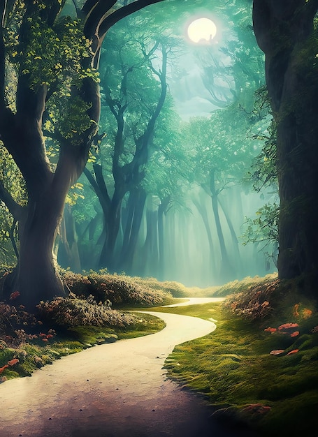 Фантастический фон Волшебный лес с road_ai_generated