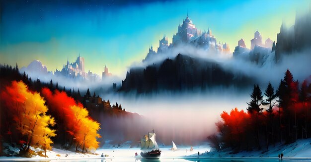 凍った氷の岩の輝きと氷の結晶を含むファンタジーの背景 氷河湖の風景 ウォールアートキャンバス絵画用に生成されたAI facebookカバー