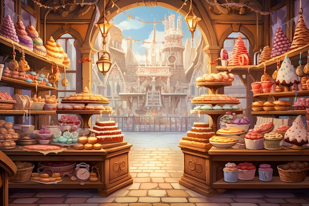 Fantasy bakery illustration