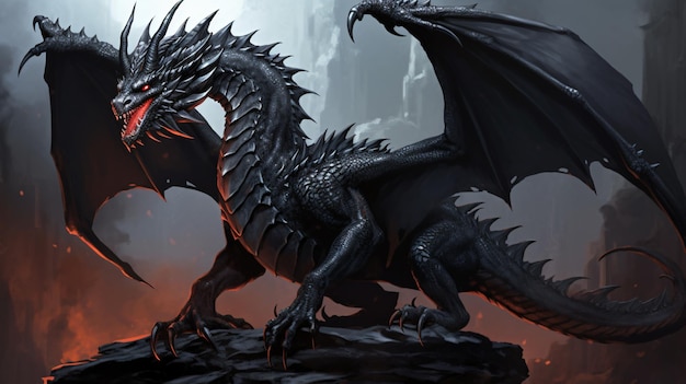Fantasy black dragon