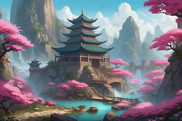 Fantasy Board Game with China Rose Powers Concept Art