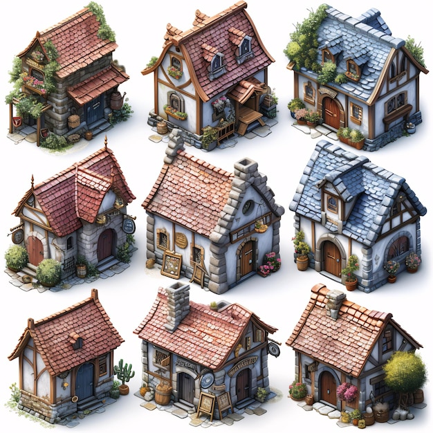 Fantasy Buildings Games Assets Building and Environment Sprite Sheet