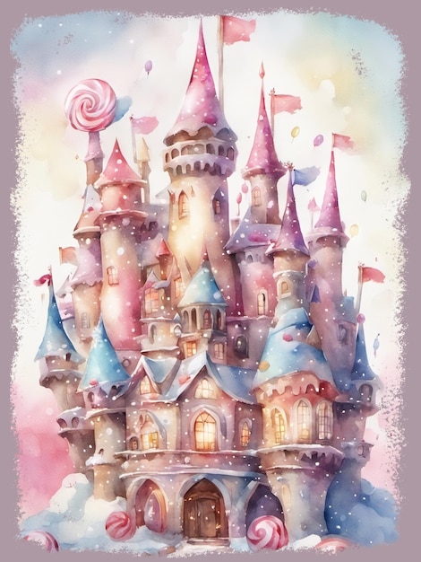 Foto illustrazione di fantasy candy castle