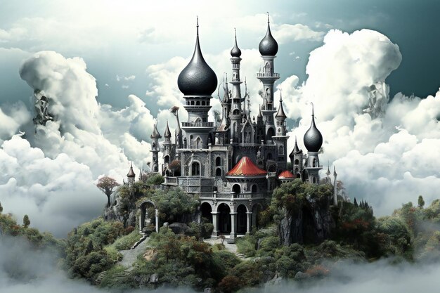 Fantasy castle in the clouds Fantasy landscape