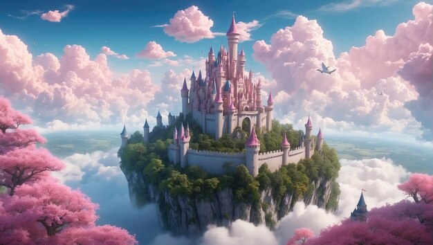 Photo fantasy castle in the clouds