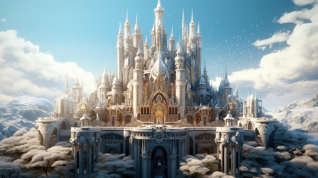 Fantasy castle digital art illustration