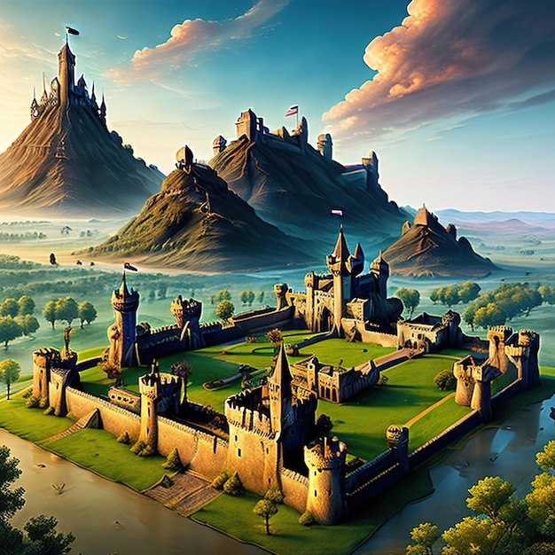 Fantasy castle on a vast landscape