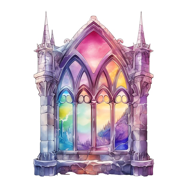 Fantasy Castle Window Medieval watercolor fantasy