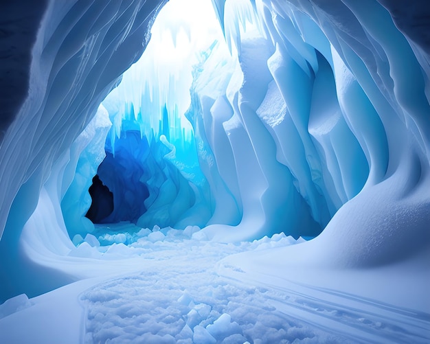 写真 深い氷の抽象化の幻想的な洞窟