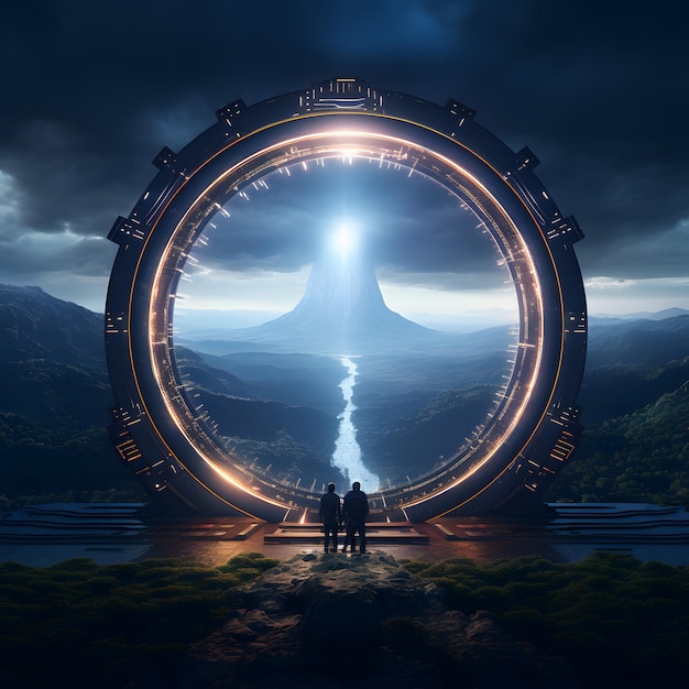 Photo fantasy circle gateway artwork painting