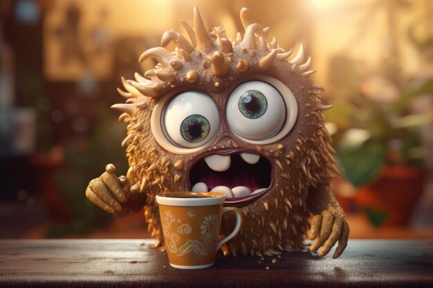 Fantasy coffee monster Generate Ai