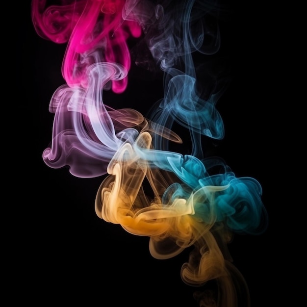 Фантастический цветный дым на черном фоне