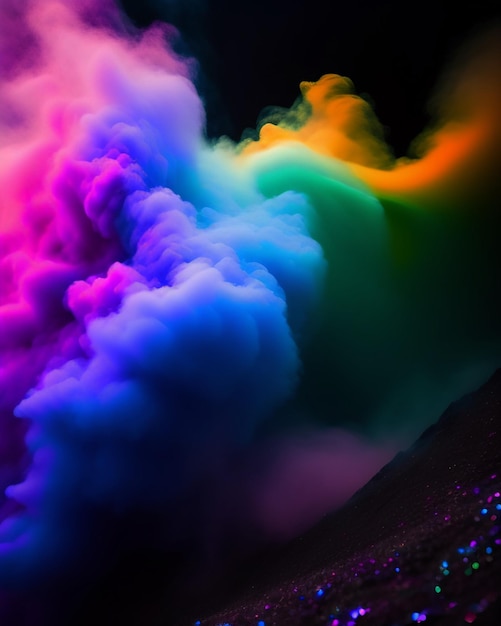 Fantasy Colored Smoke on Black Background