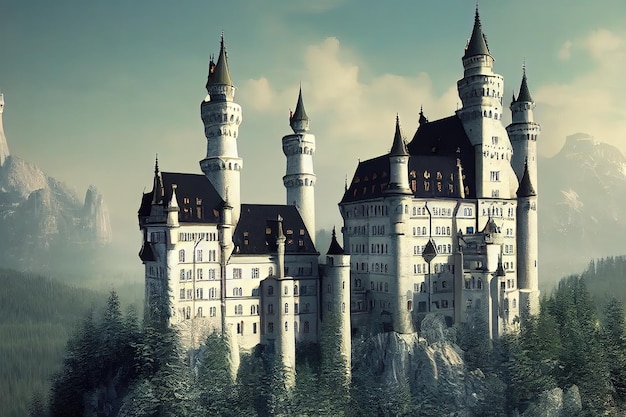 Fantasy concept showing a neuschwanstein castle germany the
gorgeous former castle of the king