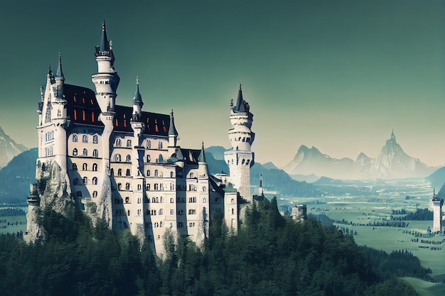 Fantasy concept showing a neuschwanstein castle germany the
gorgeous former castle of the king