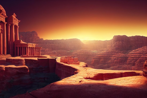 Premium Photo | Fantasy concept showing a petra jordan an enormous ...