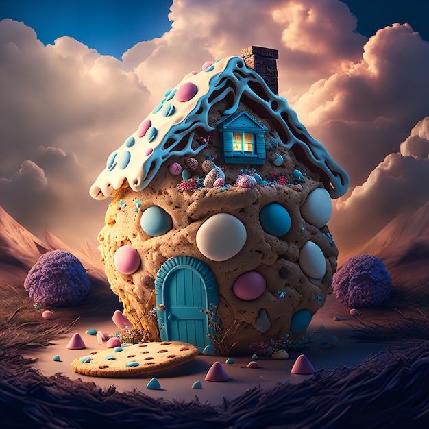 Fantasy Cookie House kleurrijke bunties