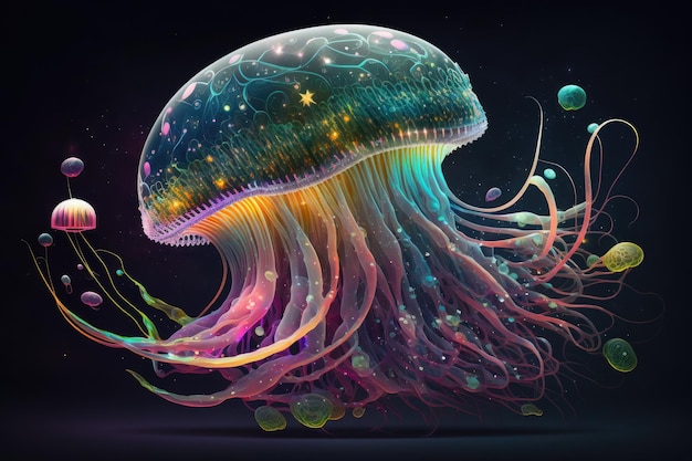 Premium Photo | Fantasy creatures in form of fantastic jellyfish in ...