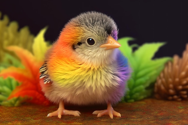 児童書に適したファンタジーかわいい虹の鳥ニューラル ネットワーク AI 生成