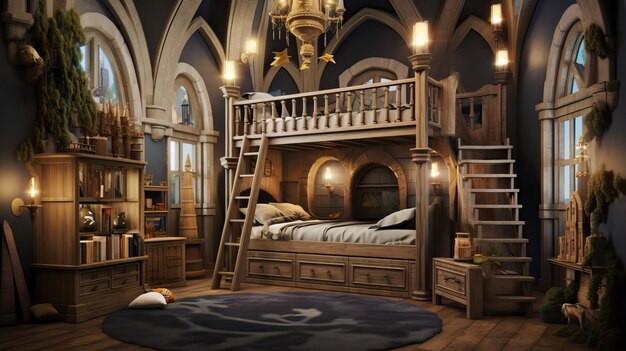 Photo fantasy design of a children39s room with classic style