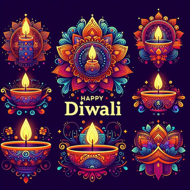 Foto un disegno fantastico di un felice diwali