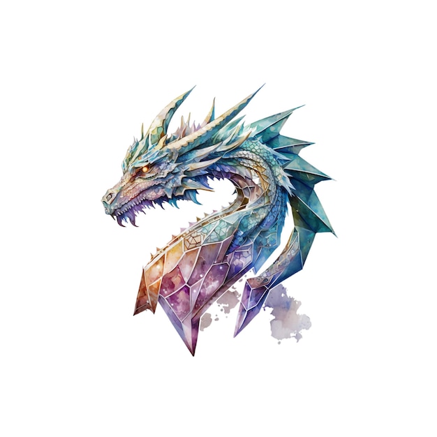 Fantasy diamond dragon watercolor 108