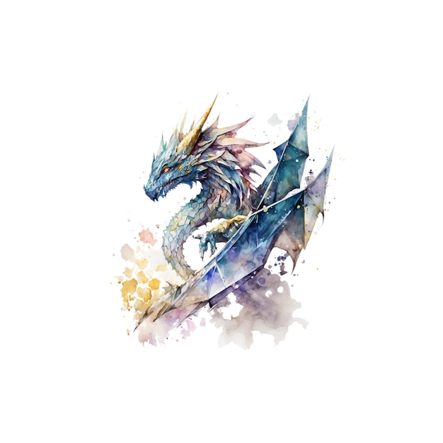 Fantasy diamond dragon watercolor 27