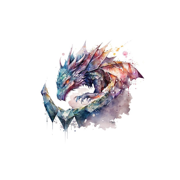Fantasy diamond dragon watercolor 83