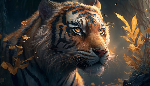 Fantasy digital art of a tiger Generative Ai