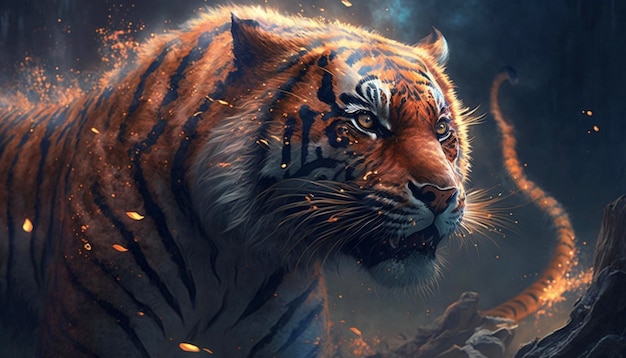 Fantasy digital art of a tiger Generative Ai