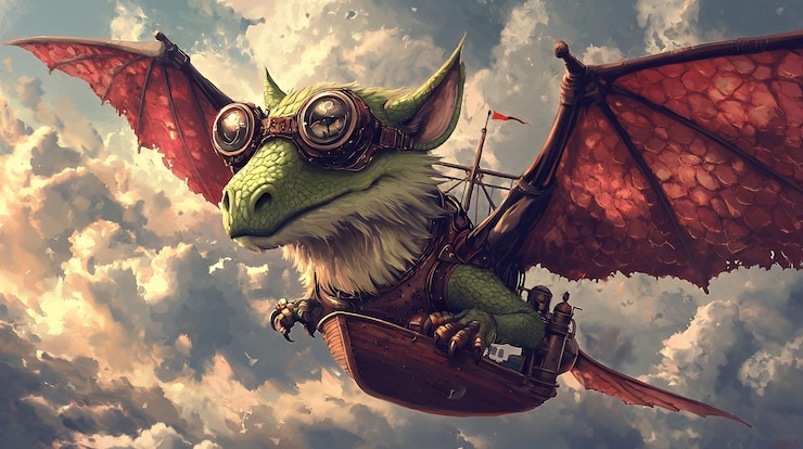 Foto fantasy dragon luchtschip