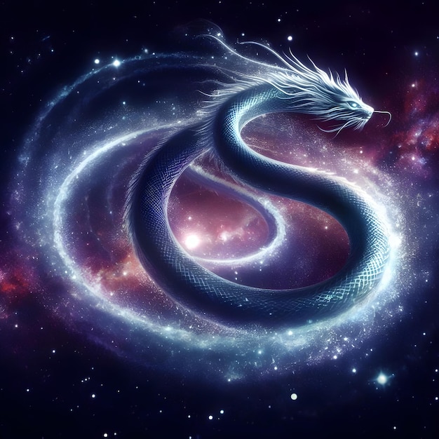 Fantasy dragon in space 3D rendering Abstract background