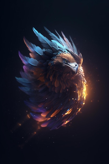 Photo fantasy eagle with fire designs