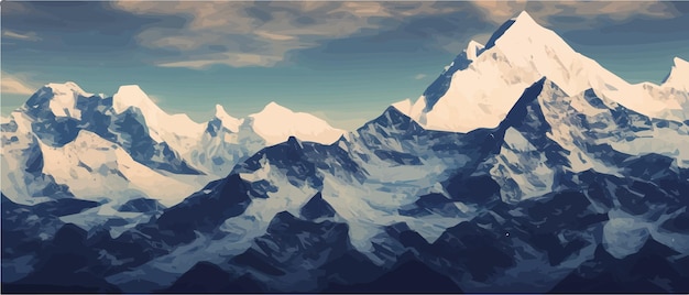 ファンタジー叙事詩魔法の山の風景 神秘的な冬の谷 谷 大きな山々 のパノラマ ビュー 山