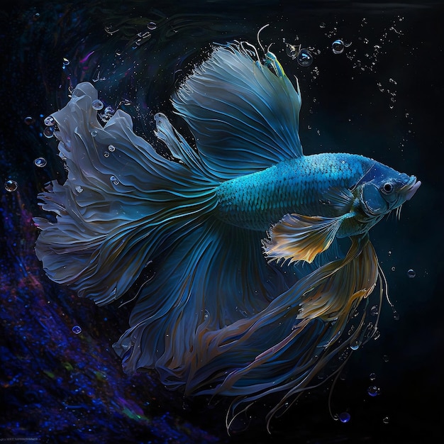 놀라운 색상과 패턴의 예술적 디자인을 갖춘 환상의 싸우는 물고기 Generative Ai