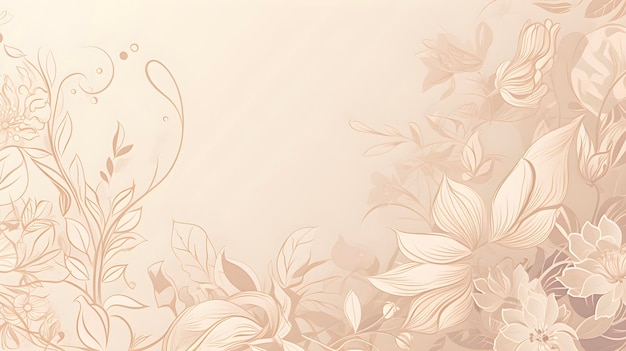 Fantasy flowers gentle beige background copy space AI generated