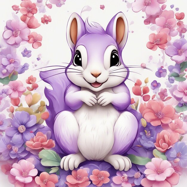 Fantasy flowers splash with cute squirrel t shirt design art