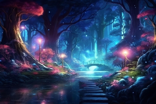 Fantasy forest behang hd behang